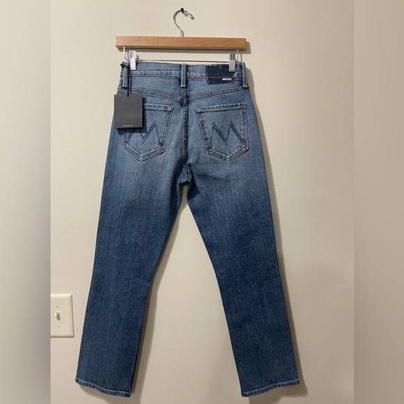 NWT Mother Tomcat Highwaist Frayed Open Cut Medium Wash Denim Jeans Size 25 - Picture 9 of 13